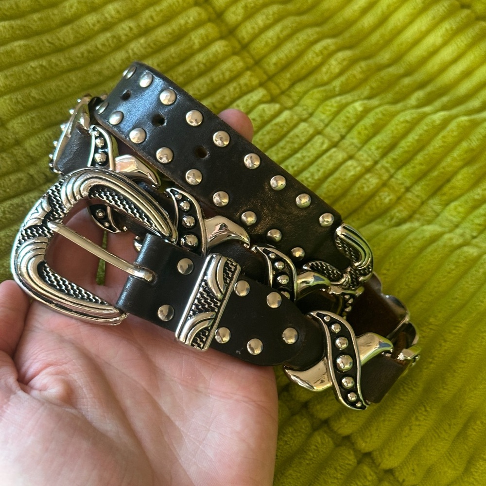 Studded Black Leather Belt